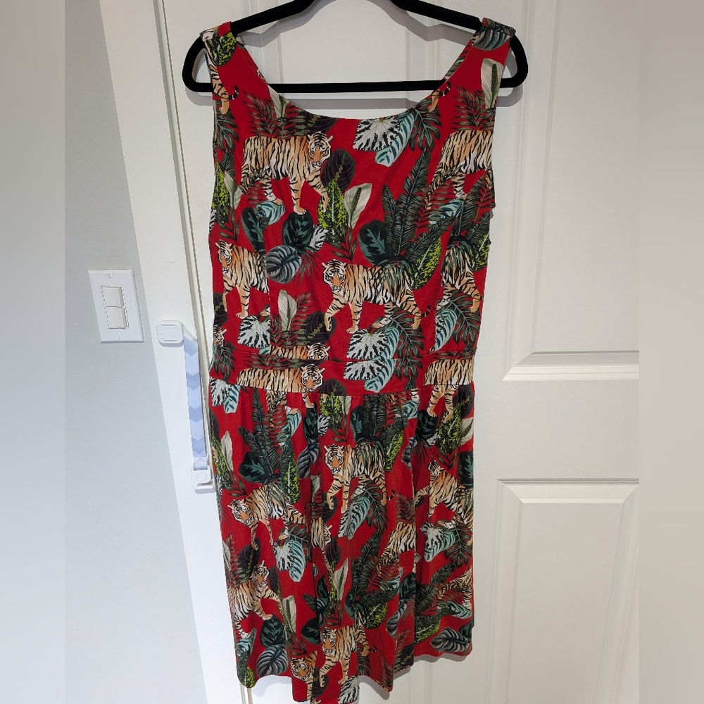 Lady V London Tropical Print Sleeveless Dress pinup retro UK 22
